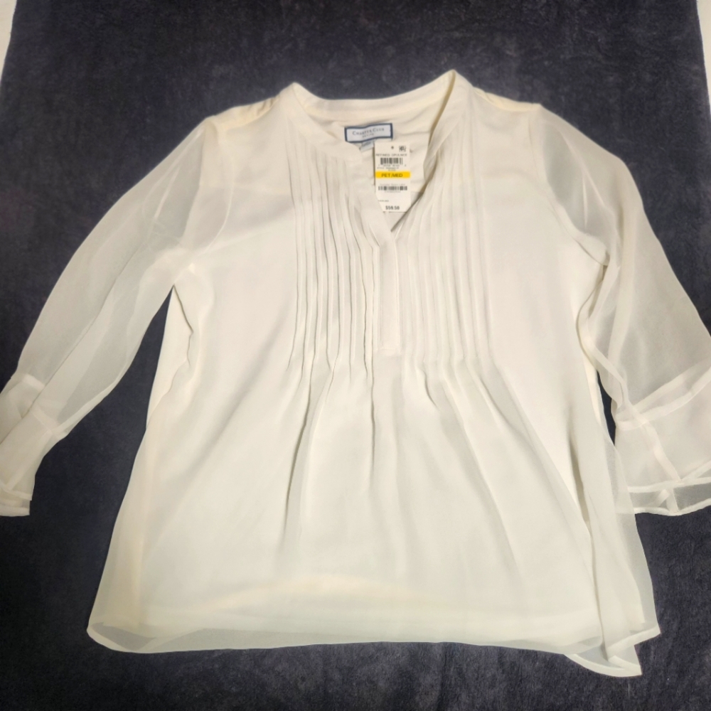 Charter Club flower white blouse neve worn